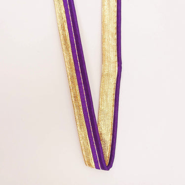 3 Yards, Flanged Insertion Gold Fabric Trim With Violet Piping, 15mm Cord piping Trim Decorative Sewing Edge Trim Flanged Piping Cord